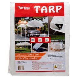 10x12 ft Heavy Duty White Tarp Tarpaulin Poly Camping Ground Sheet w/ Grommets