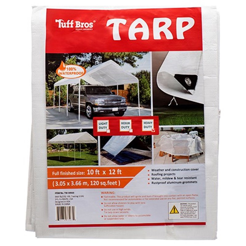 10x12 ft Heavy Duty White Tarp Tarpaulin Poly Camping Ground Sheet w/ Grommets