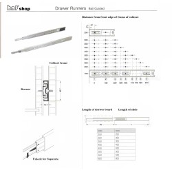 Pair of Heavy Duty Smooth 3-Folds Drawer Slides