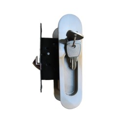 Stainless Steel Sliding Patio Door Lock, Recessed Invisible Handle, Screen Door Latch, 3 Keys