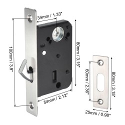 Stainless Steel Sliding Patio Door Lock, Recessed Invisible Handle, Screen Door Latch, 3 Keys