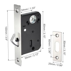 Stainless Steel Sliding Patio Door Lock, Recessed Invisible Handle, Screen Door Latch, 3 Keys