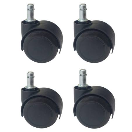 4/pk Dia 2 inches Black Soft PU Cover Hard Nylon Swivel Chair Wheels Universal Replacement Castors With M10 Stem