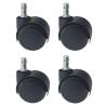 4/pk Dia 2 inches Black Soft PU Cover Hard Nylon Swivel Chair Wheels Universal Replacement Castors With M10 Stem