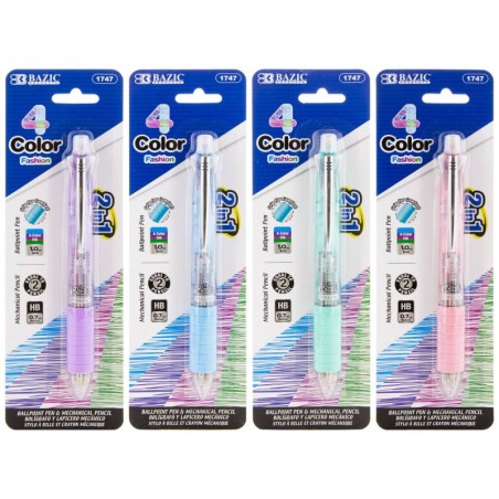 2-In-1 Mechanical Pencil & 4 Bright Fashion Color Pen w/ Grip