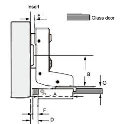 Dia 1inches/26mm Hole Euro Hydraulic Insert Style Soft Close Hinge for Cabinet Glass Door