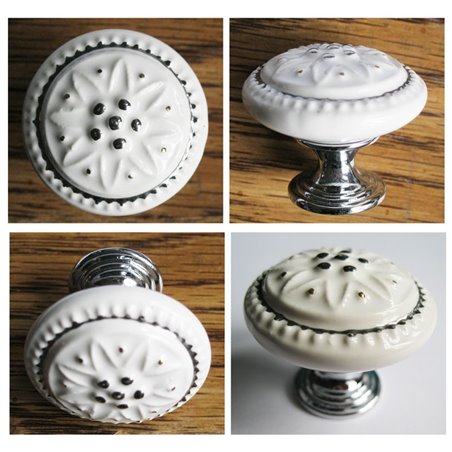 Cabinet Kitchen cupboard Door Mushroom ceramics Knob Pull handle with silvery lace