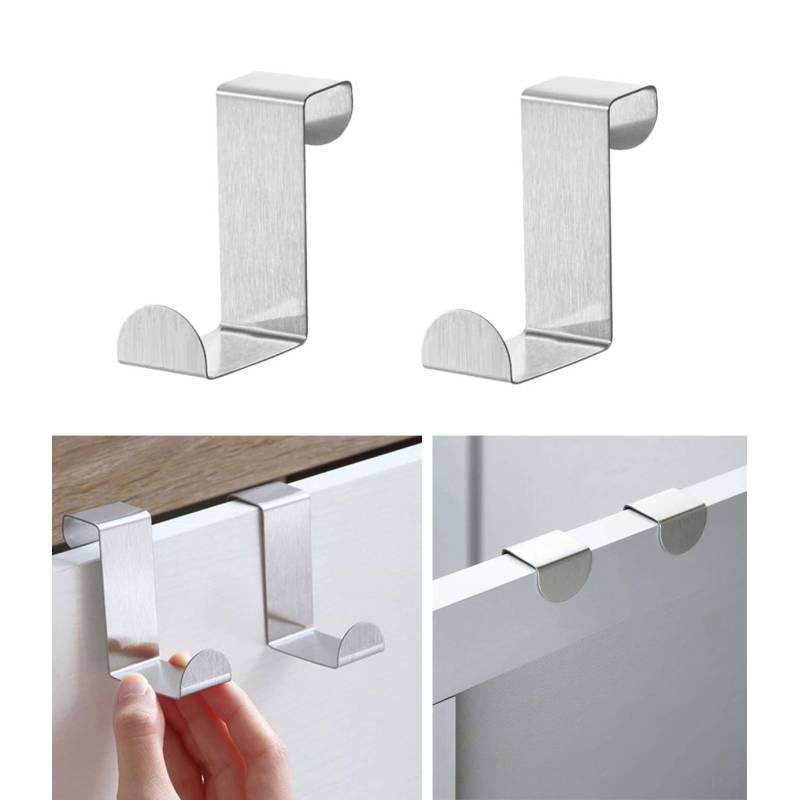 2ct Stainless Steel Cabinet Hanging Hook Minimalist Punch-free Hanging Kitchen Storage Cabinet Door Holder