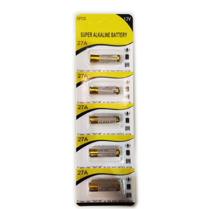 Batterie Alcaline A27 12 V – 20 Pezzi, 50 MAh, Senza Perdite, Per Telecomandi E Allarmi – Durata 3 Anni