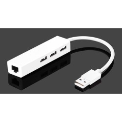 USB A Male to Ethernet Network LAN RJ45 w/ 3 USB Port Spliter Adapter Converter