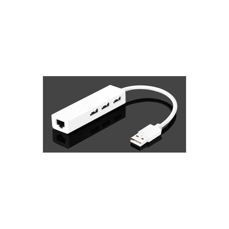USB A Male to Ethernet Network LAN RJ45 w/ 3 USB Port Spliter Adapter Converter