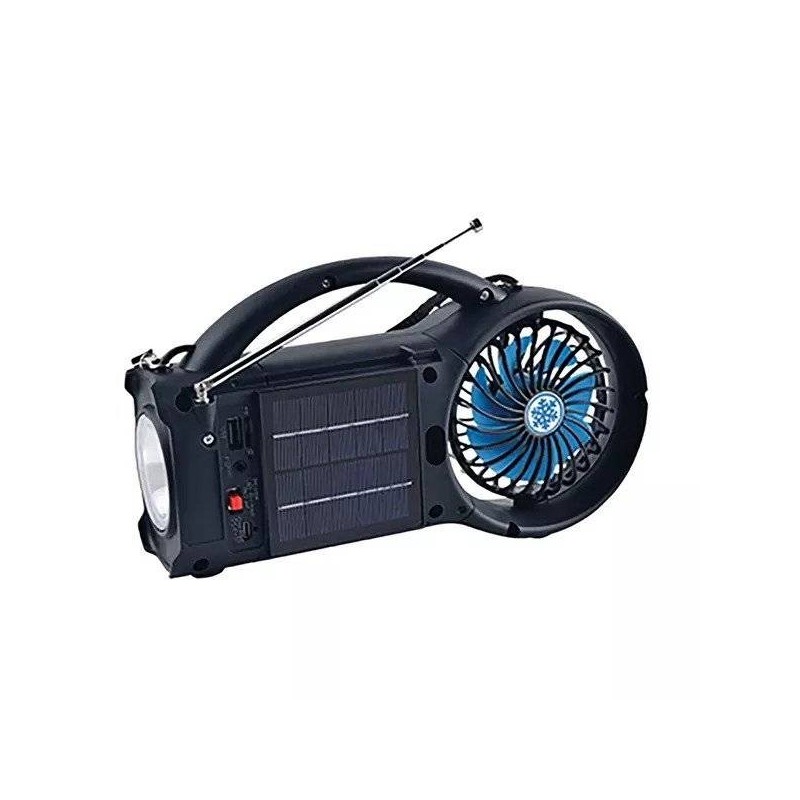 Supersonic Emergency Solar Radio with Fan LED Flashlight Bluetooth Speaker