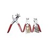 Professional Leather Hole Punch Set, 3-Piece Revolving Punch Pliers with Eyelet Press, Red Handle, Silver Metal Construction, In