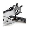 Professional Leather Hole Punch Set, 3-Piece Revolving Punch Pliers with Eyelet Press, Red Handle, Silver Metal Construction, In