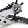 Professional Leather Hole Punch Set, 3-Piece Revolving Punch Pliers with Eyelet Press, Red Handle, Silver Metal Construction, In