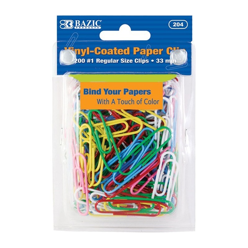 BAZIC No.1 Regular (33mm) Color Paper Clips (200/Pack)