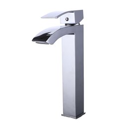 Chrome Single Handle Waterfall Bathroom Vanity Sink Faucet with Extra Large Rectangular Spout