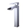Chrome Single Handle Waterfall Bathroom Vanity Sink Faucet with Extra Large Rectangular Spout