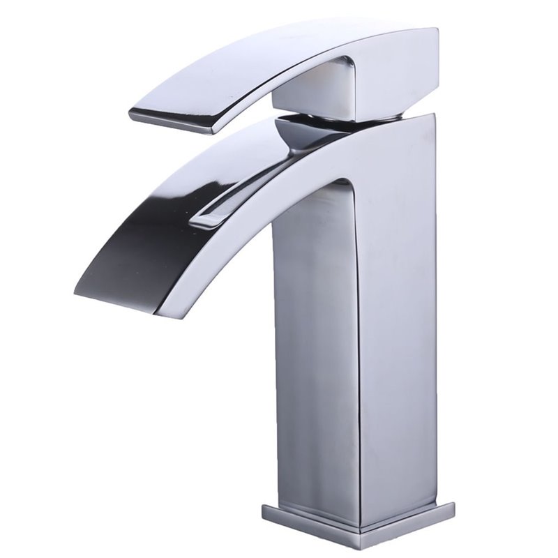Single Handle Waterfall Bathroom Vanity Sink Faucet with Extra Large Rectangular Spout, Chrome