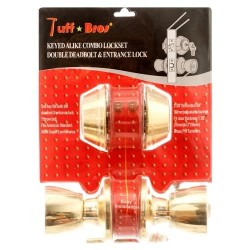 Tuff Bros Keyed Alike Combo Lock Set, Brass Double Deadbolt and Entry Door Knob, Security Door Lock System