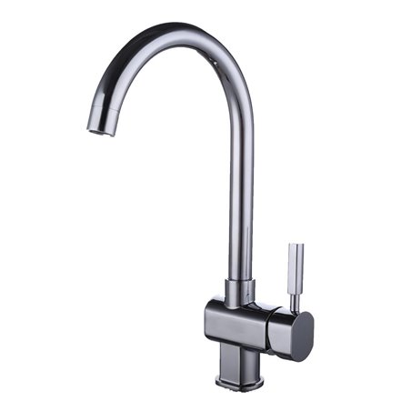 Chrome Solid Brass Single Lever Handle High Arc Kitchen Sink Faucet