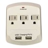 Topzone 3 AC Outlet Wall Mount Surge Protector Adapter with Dual USB Charging Ports