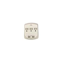 Topzone 3 AC Outlet Wall Mount Surge Protector Adapter with Dual USB Charging Ports