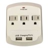 Topzone 3 AC Outlet Wall Mount Surge Protector Adapter with Dual USB Charging Ports