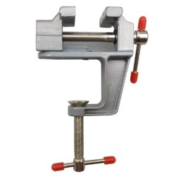 Mini Precision Vise, Aluminum Alloy Table Clamp, Silver, 1.5 Inch, Jewelry Bench Vice with Adjustable Screw