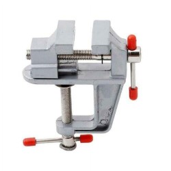 Mini Precision Vise, Aluminum Alloy Table Clamp, Silver, 1.5 Inch, Jewelry Bench Vice with Adjustable Screw