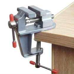 Mini Precision Vise, Aluminum Alloy Table Clamp, Silver, 1.5 Inch, Jewelry Bench Vice with Adjustable Screw