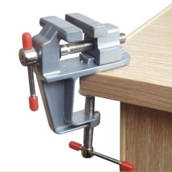Mini Precision Vise, Aluminum Alloy Table Clamp, Silver, 1.5 Inch, Jewelry Bench Vice with Adjustable Screw