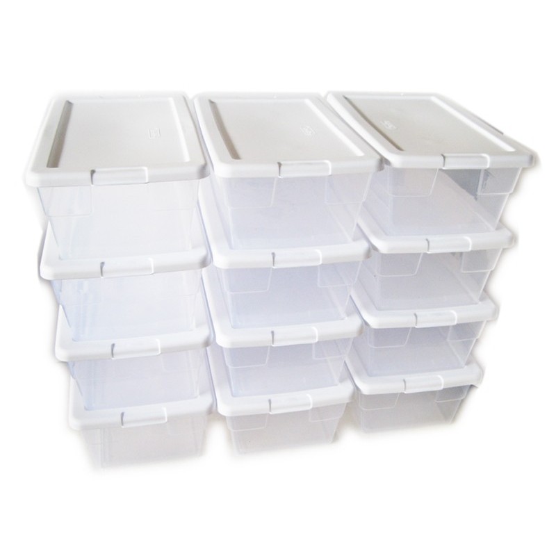 12/PK Sterilite 6 Quart storage Organized cases Shoe boxes