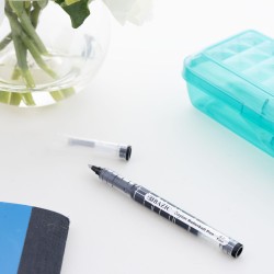 BAZIC Dayton Rollerball Pen 0.7mm Black Color, Regulator Flowing Liquid Ink Pens, Rolling Ball Pens Smooth Writing for Office (3