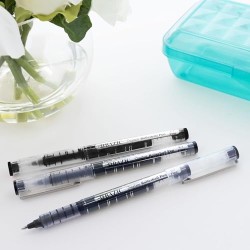 BAZIC Dayton Rollerball Pen 0.7mm Black Color, Regulator Flowing Liquid Ink Pens, Rolling Ball Pens Smooth Writing for Office (3