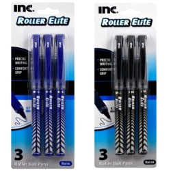 INC Roller Elite 0.7mm Point Ball Pens 3 Blue & 3 Black 6ct in all