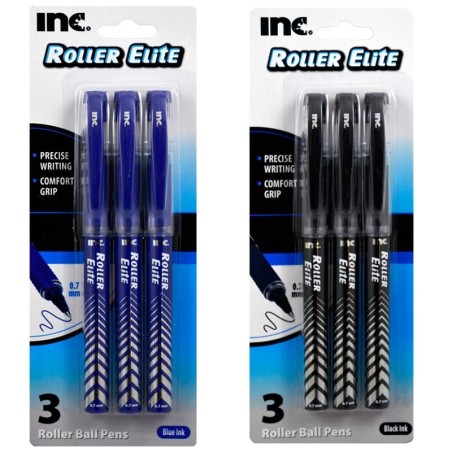 INC Roller Elite 0.7mm Point Ball Pens 3 Blue & 3 Black 6ct in all