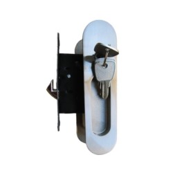 Stainless Steel Sliding Patio Door Lock, Recessed Invisible Handle, Screen Door Latch, 3 Keys