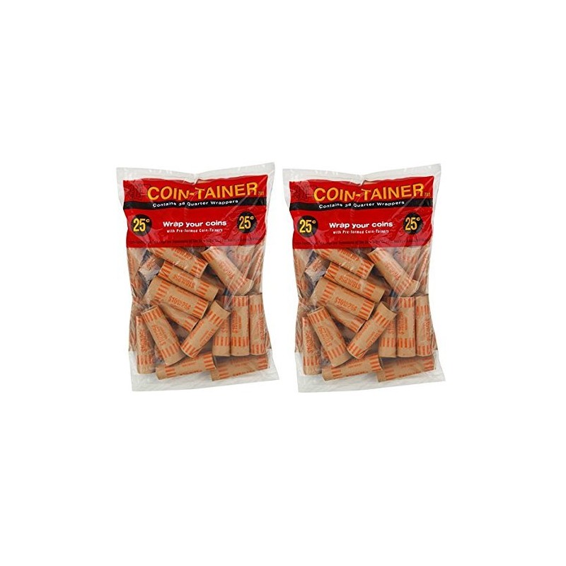 ATB 72 Pcs Preformed Quarter Tubes Paper Coin Wrapper Shotgun Roll