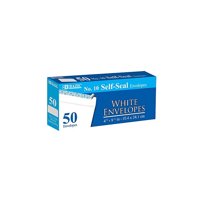 BAZIC Self Seal White Envelope 4 1/8" x 9 1/2" #10, No Window Mailing Envelopes, Peel & Seal Mailer for Business Invoice Check (