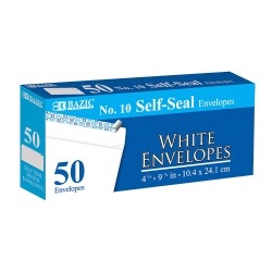 BAZIC Self Seal White Envelope 4 1/8" x 9 1/2" #10, No Window Mailing Envelopes, Peel & Seal Mailer for Business Invoice Check (