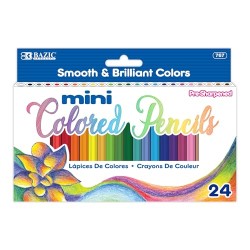 BAZIC 24 Mini Color Pencil, Assorted Colors Pencils Set, Smooth Soft Core, Ideal Coloring Drawing for Painting Coloring Sketchin