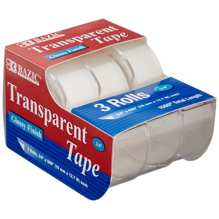 BAZIC 3/4" X 500" Transparent Tape (3/Pack)