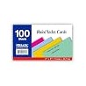 Fully colored ruled index cards in assorted colors, Whole card is colored, Ruled front, Plain back, Note card