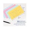 Fully colored ruled index cards in assorted colors, Whole card is colored, Ruled front, Plain back, Note card