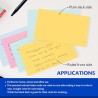 Fully colored ruled index cards in assorted colors, Whole card is colored, Ruled front, Plain back, Note card