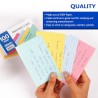 Fully colored ruled index cards in assorted colors, Whole card is colored, Ruled front, Plain back, Note card