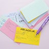Fully colored ruled index cards in assorted colors, Whole card is colored, Ruled front, Plain back, Note card
