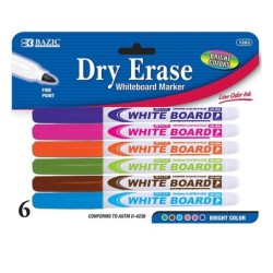 BAZIC Bright Color Fine Tip Dry-Erase Marker (6/Pack)