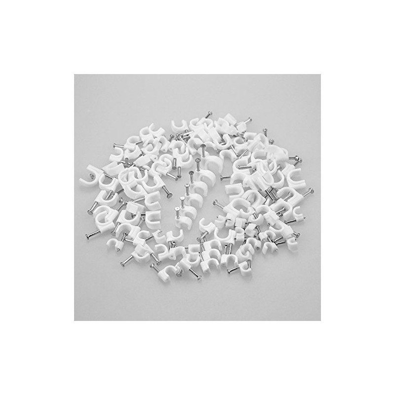 100/pk White Nail in Ethernet Cable Nails Clips for Cable Wires Organizer